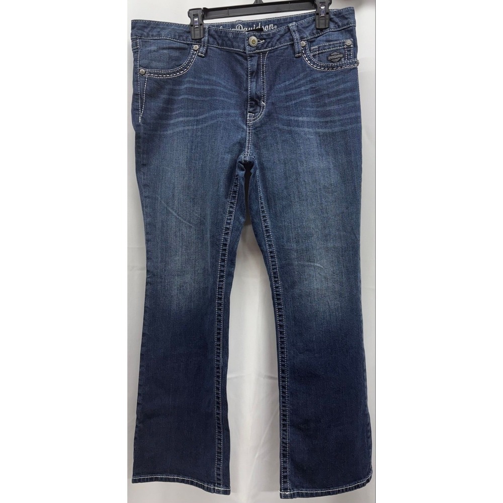 N71 Harley Davidson sz 16 PETITE Contrast Stitching Bootcut Flap Pocket Jeans